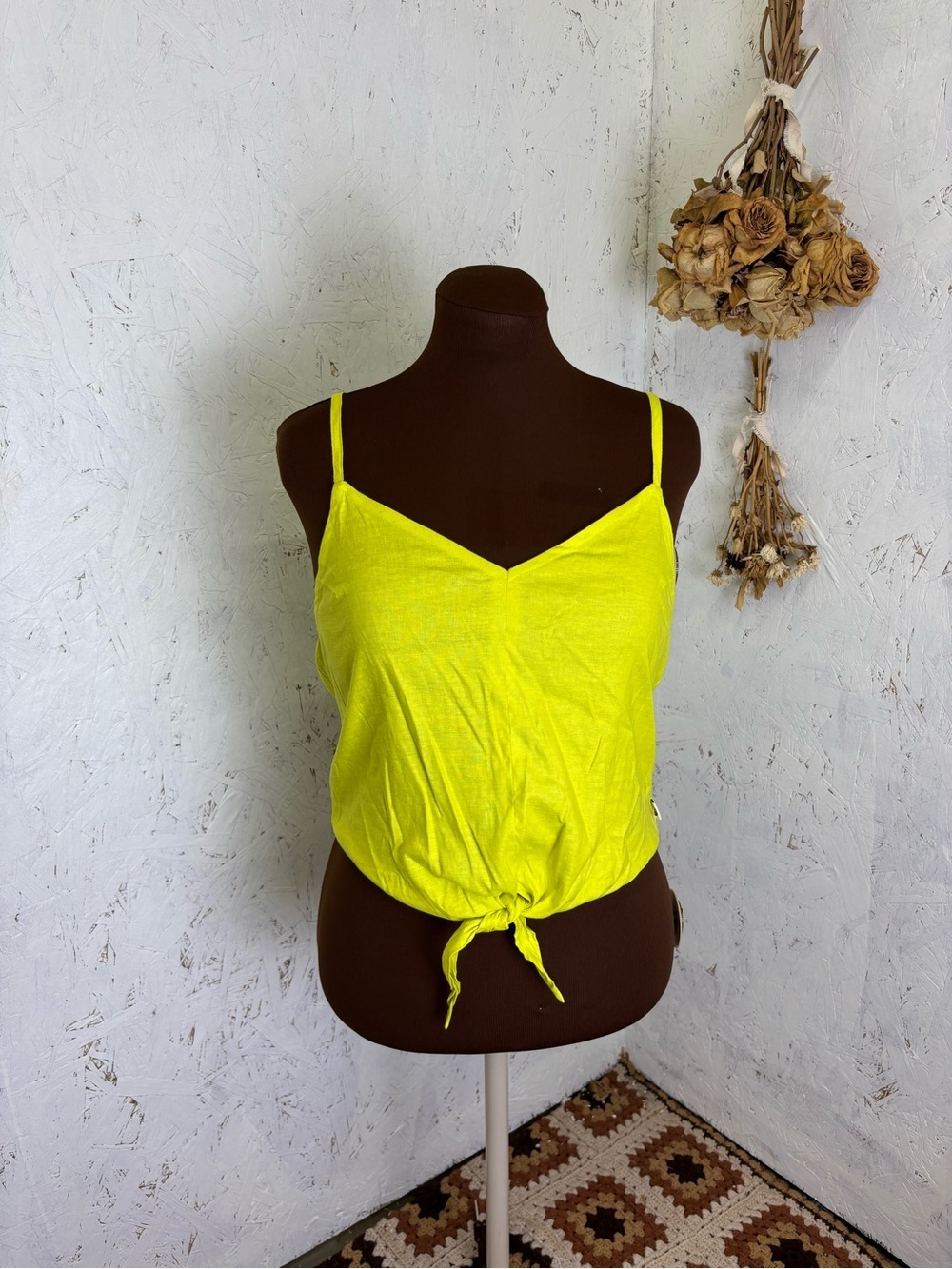 NWT The North Face Hillrose Neon Yellow Hemp Tie Front Tank Top Medium - Picture 2 of 7
